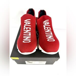 Valentino Bold Red Knit Sneakers